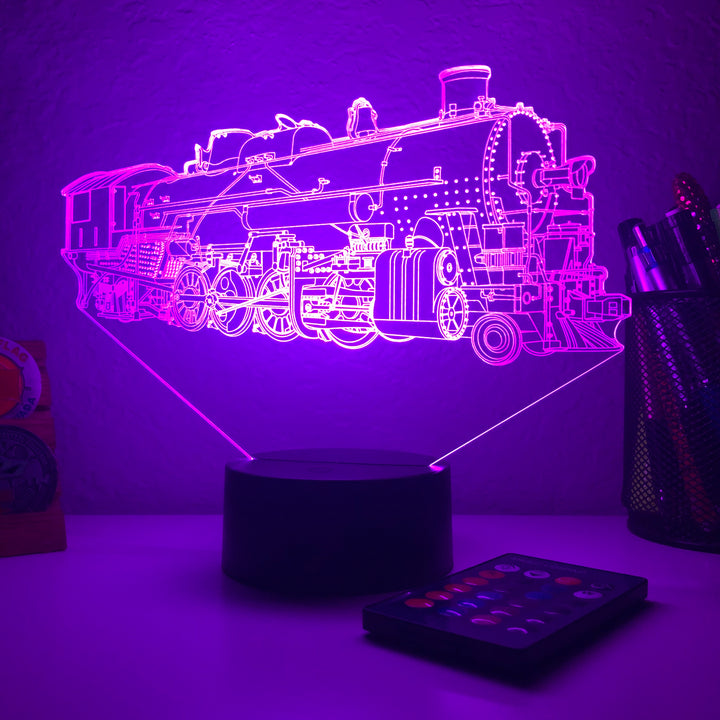 Steam Locomotive Train - 3D Optical Illusion Lamp - carve-craftworks-llc