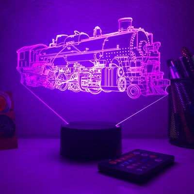 Steam Locomotive Train - 3D Optical Illusion Lamp - carve-craftworks-llc