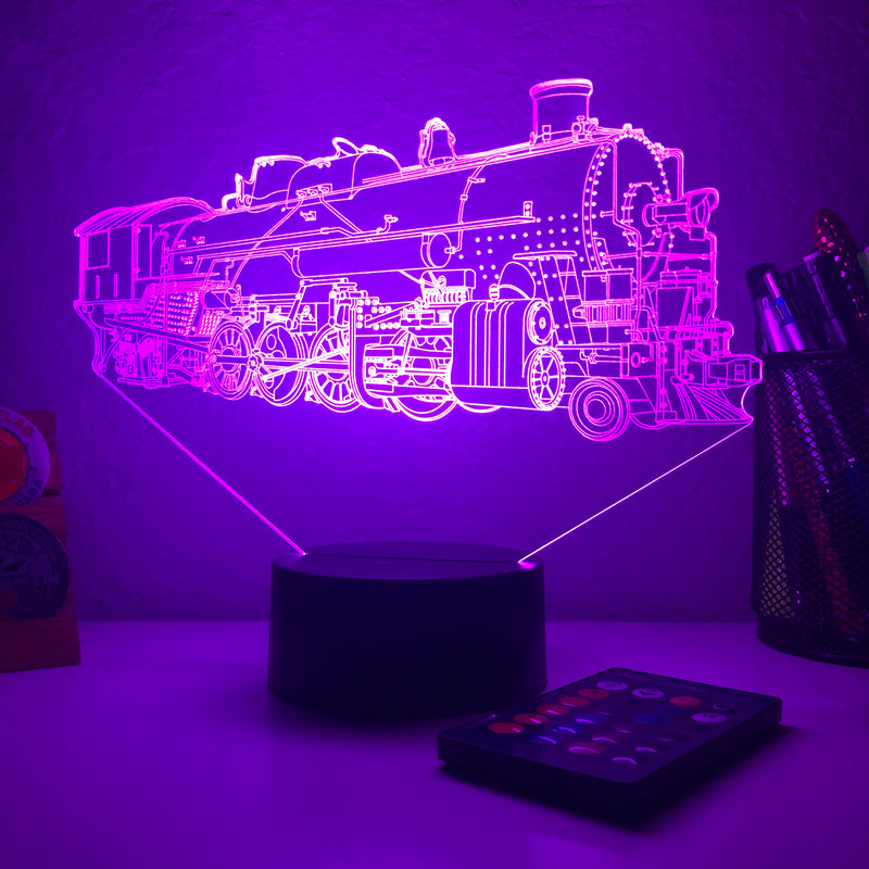 Steam Locomotive Train - 3D Optical Illusion Lamp - carve-craftworks-llc