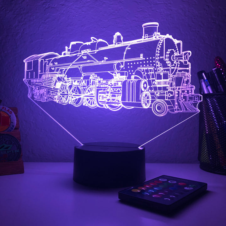 Steam Locomotive Train - 3D Optical Illusion Lamp - carve-craftworks-llc
