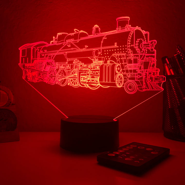 Steam Locomotive Train - 3D Optical Illusion Lamp - carve-craftworks-llc