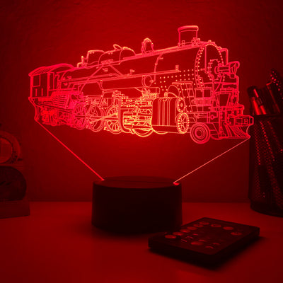 Steam Locomotive Train - 3D Optical Illusion Lamp - carve-craftworks-llc
