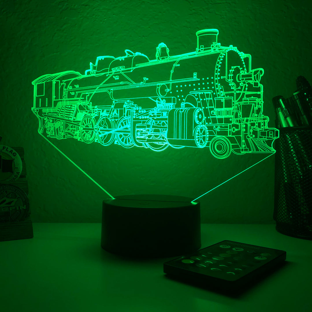 Steam Locomotive Train - 3D Optical Illusion Lamp - carve-craftworks-llc