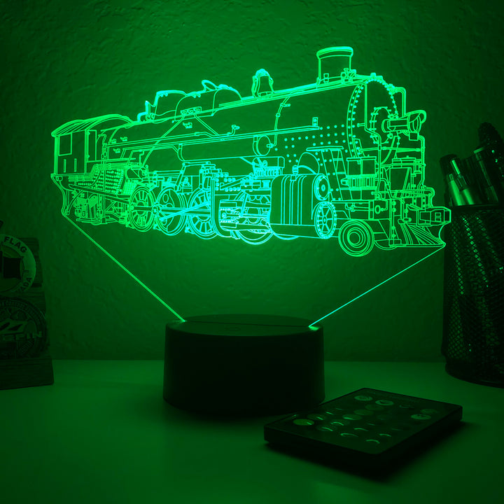 Steam Locomotive Train - 3D Optical Illusion Lamp - carve-craftworks-llc