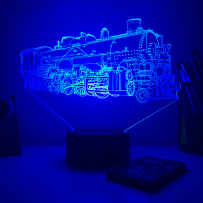 Steam Locomotive Train - 3D Optical Illusion Lamp - carve-craftworks-llc