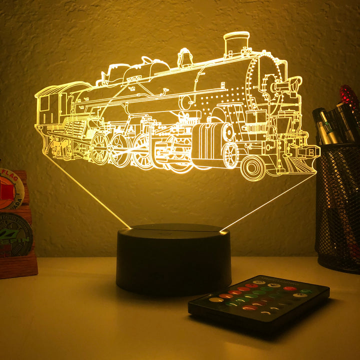 Steam Locomotive Train - 3D Optical Illusion Lamp - carve-craftworks-llc