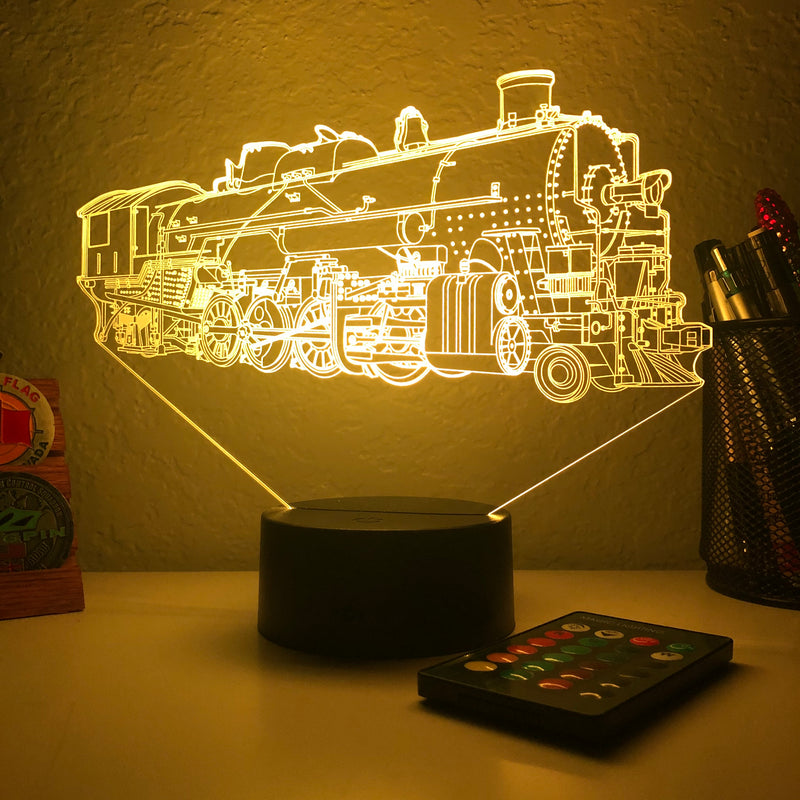 Steam Locomotive Train - 3D Optical Illusion Lamp - carve-craftworks-llc