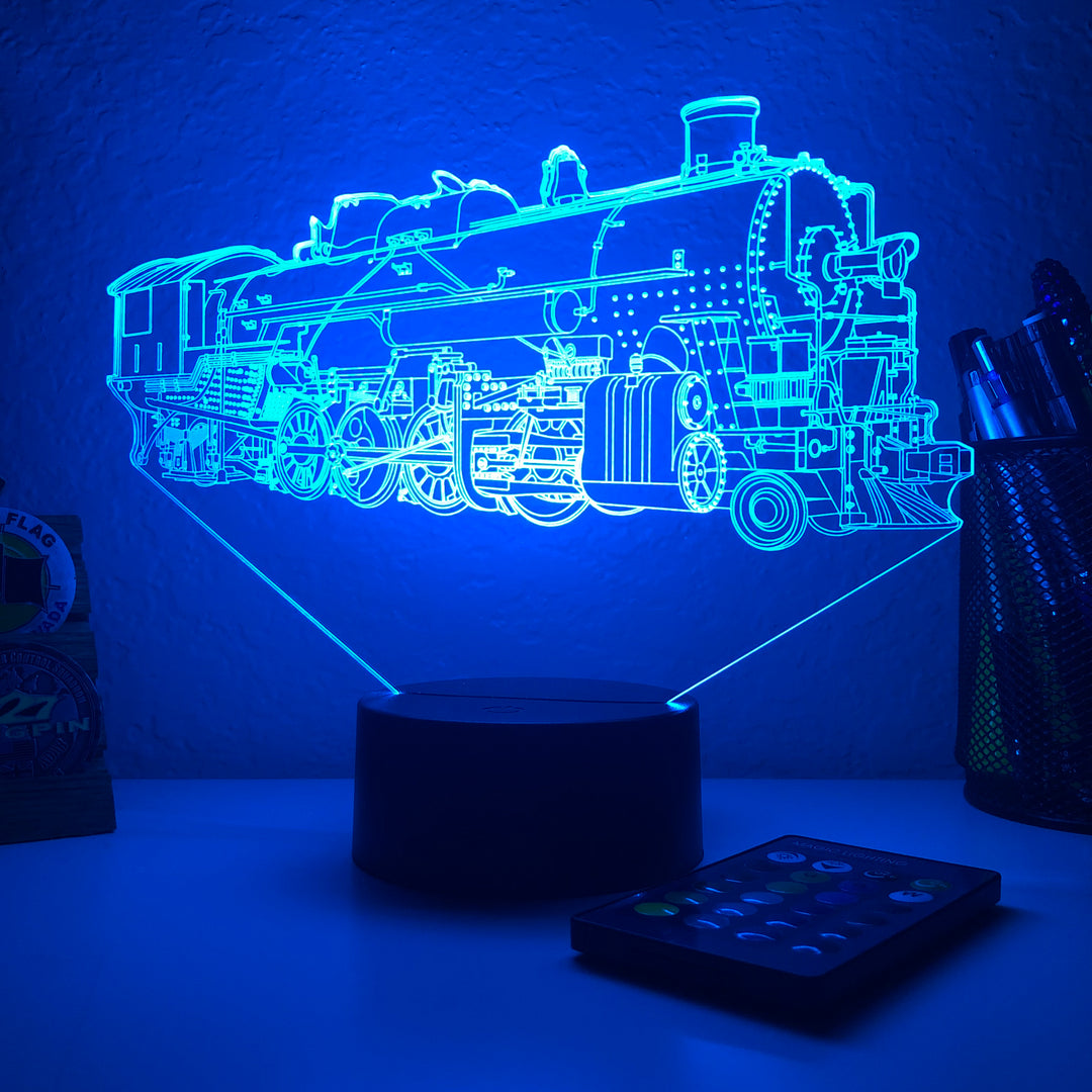 Steam Locomotive Train - 3D Optical Illusion Lamp - carve-craftworks-llc