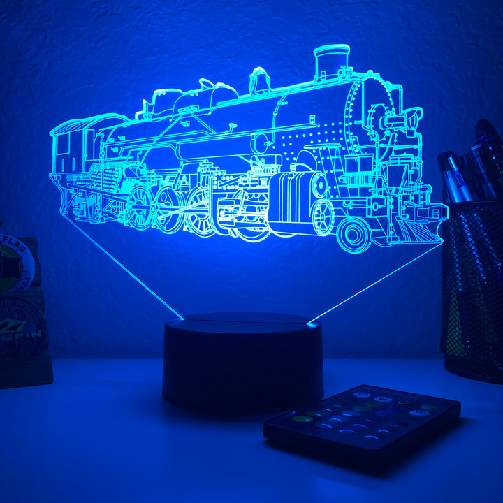 Steam Locomotive Train - 3D Optical Illusion Lamp - carve-craftworks-llc