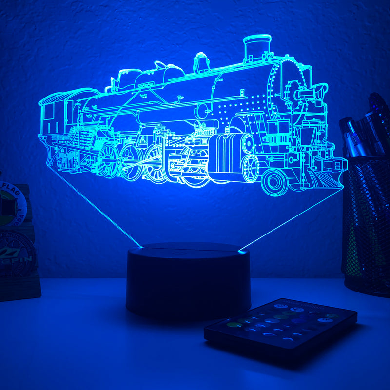Steam Locomotive Train - 3D Optical Illusion Lamp - carve-craftworks-llc