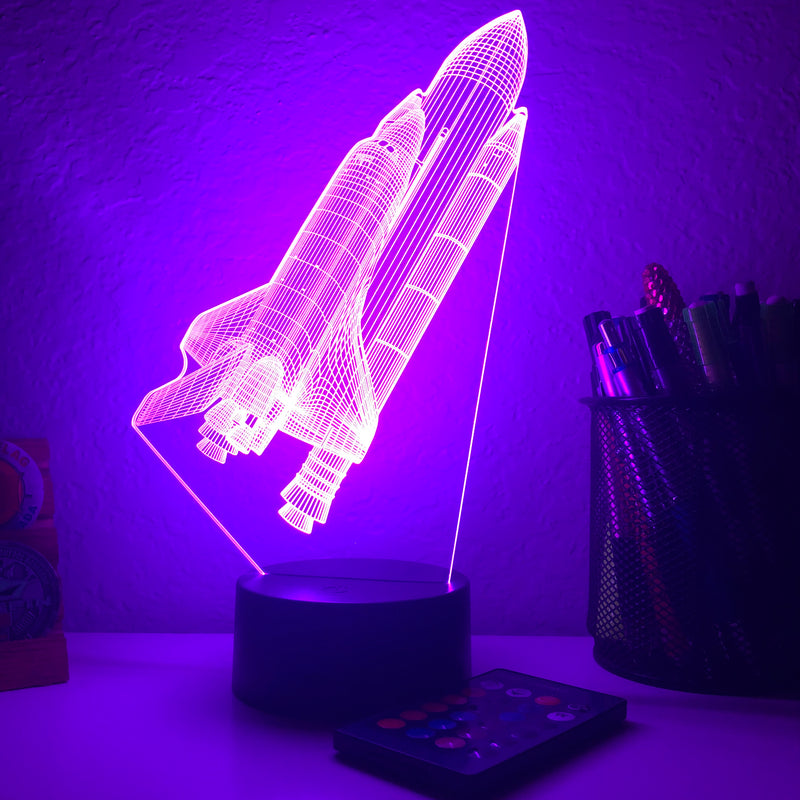 Space Shuttle - 3D Optical Illusion Lamp - carve-craftworks-llc