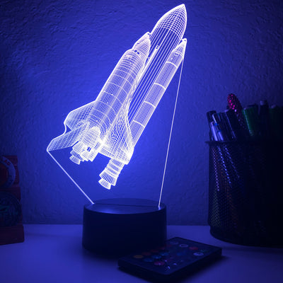 Space Shuttle - 3D Optical Illusion Lamp - carve-craftworks-llc