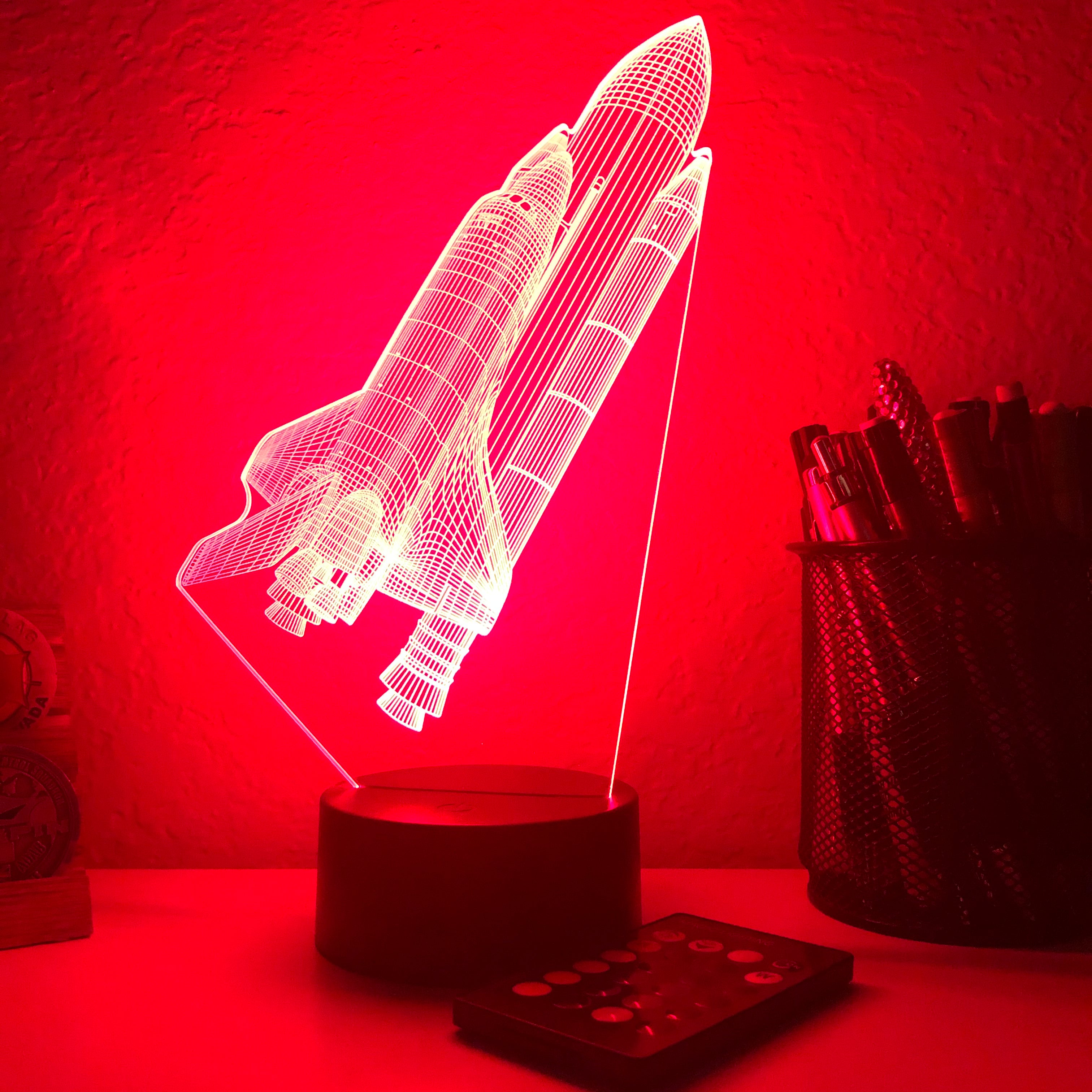 Space Shuttle - 3D Optical Illusion Lamp – Carve Craftworks, LLC