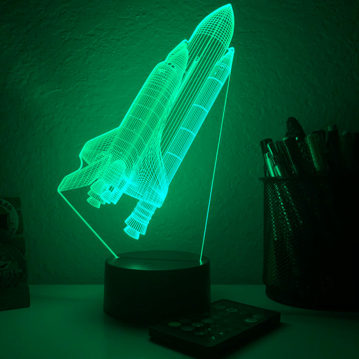 Space Shuttle - 3D Optical Illusion Lamp - carve-craftworks-llc