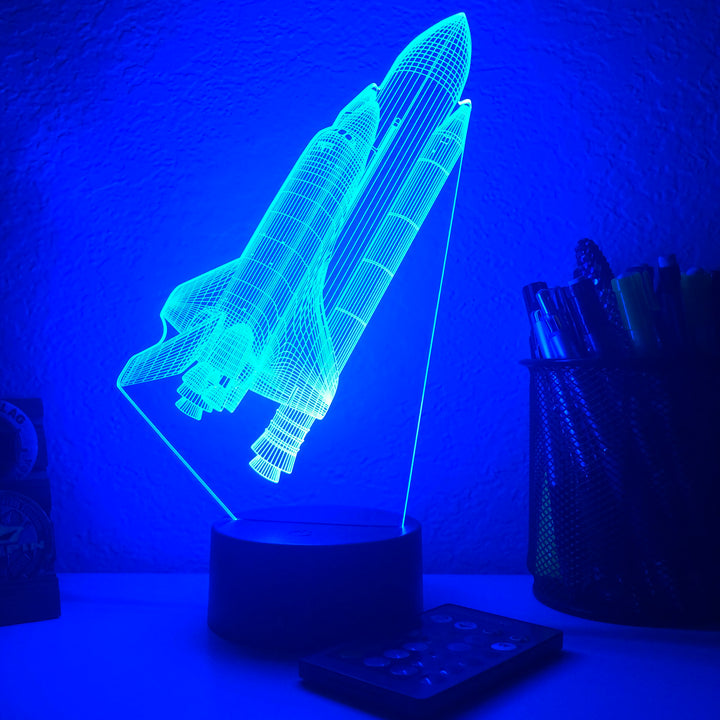 Space Shuttle - 3D Optical Illusion Lamp - carve-craftworks-llc