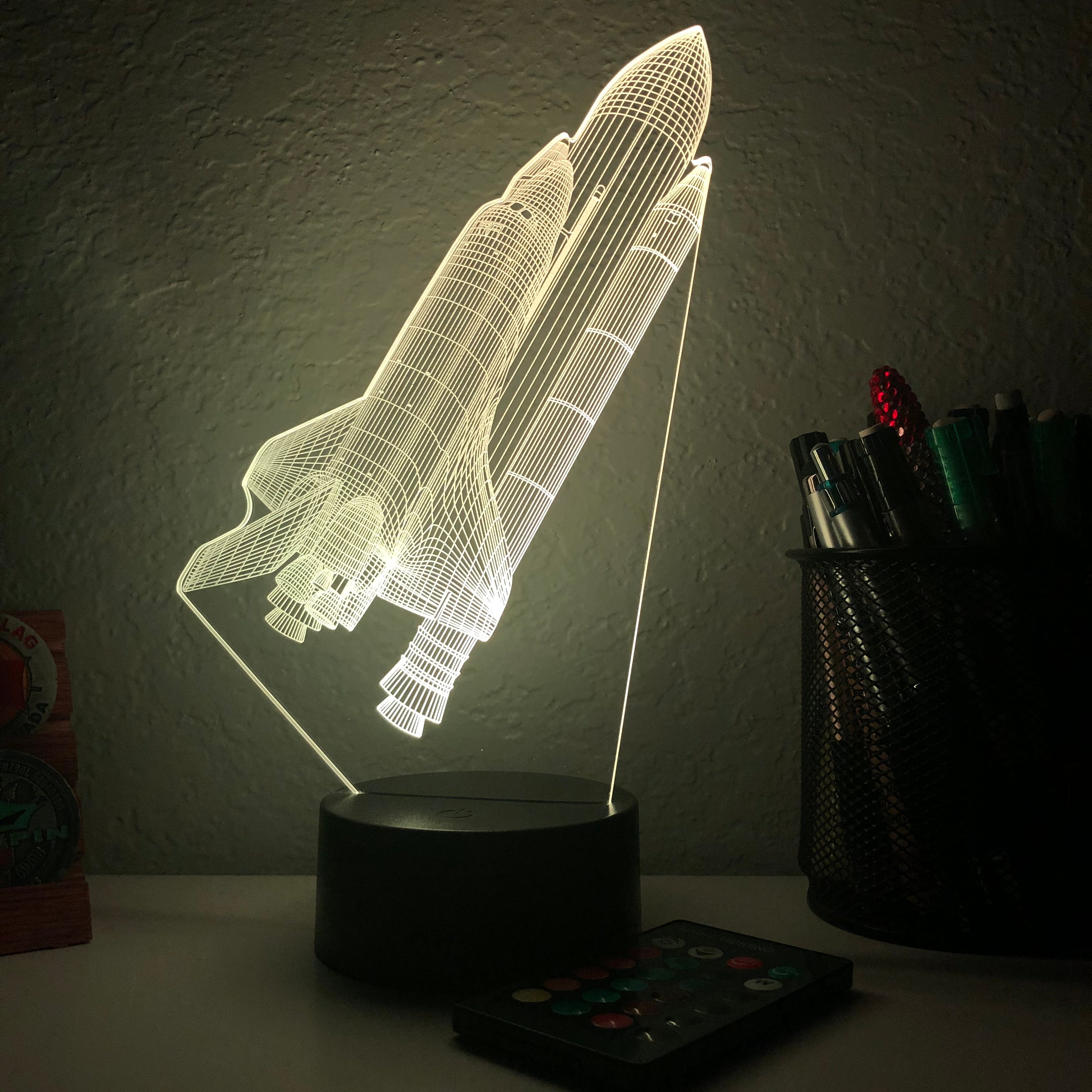 Space Shuttle - 3D Optical Illusion Lamp – Carve Craftworks, LLC