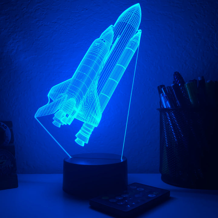 Space Shuttle - 3D Optical Illusion Lamp - carve-craftworks-llc