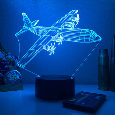 C-130(J) Super Hercules - 3D Optical Illusion Lamp - carve-craftworks-llc