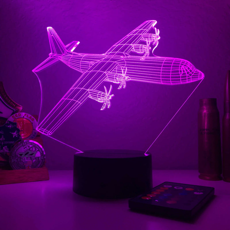 C-130(J) Super Hercules - 3D Optical Illusion Lamp - carve-craftworks-llc