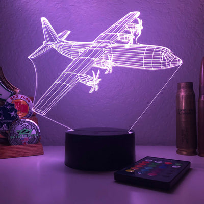 C-130(J) Super Hercules - 3D Optical Illusion Lamp - carve-craftworks-llc