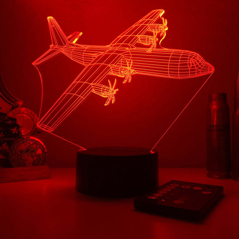 C-130(J) Super Hercules - 3D Optical Illusion Lamp - carve-craftworks-llc