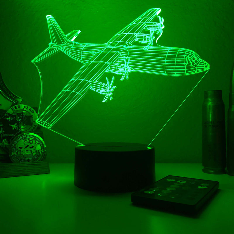 C-130(J) Super Hercules - 3D Optical Illusion Lamp - carve-craftworks-llc