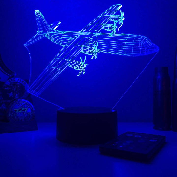 C-130(J) Super Hercules - 3D Optical Illusion Lamp - carve-craftworks-llc