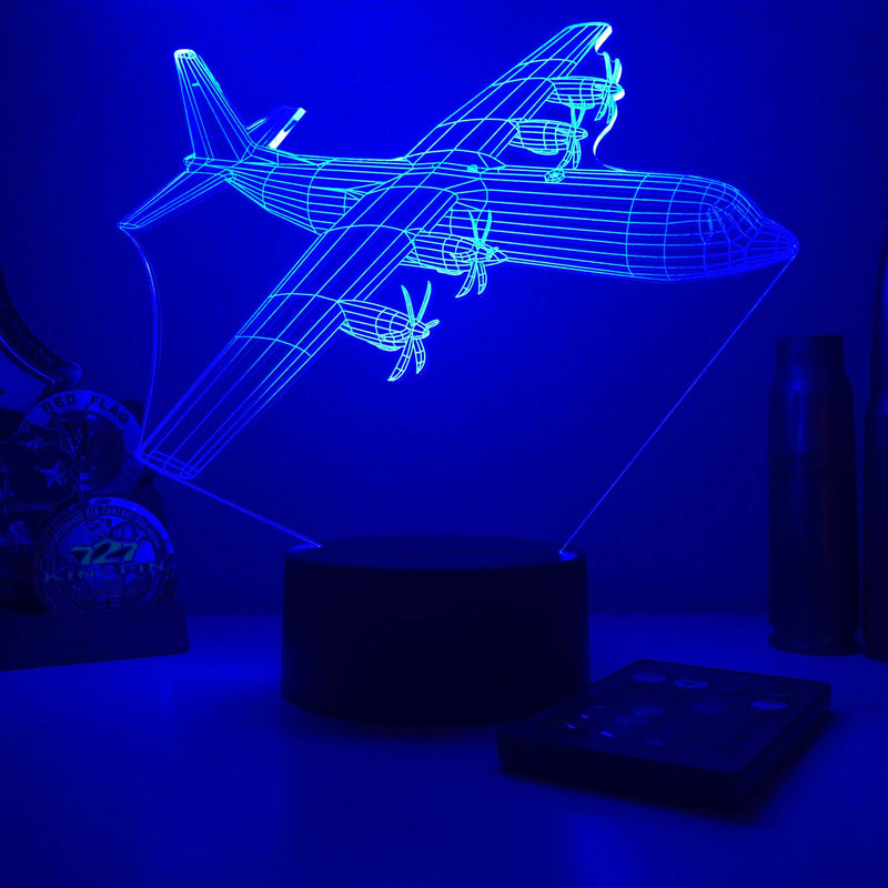 C-130(J) Super Hercules - 3D Optical Illusion Lamp - carve-craftworks-llc