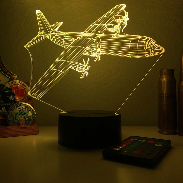 C-130(J) Super Hercules - 3D Optical Illusion Lamp - carve-craftworks-llc