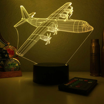 C-130(J) Super Hercules - 3D Optical Illusion Lamp - carve-craftworks-llc