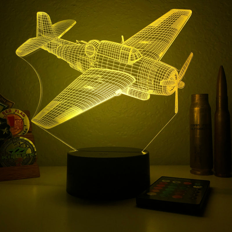TBF Avenger - 3D Optical Illusion Lamp - carve-craftworks-llc