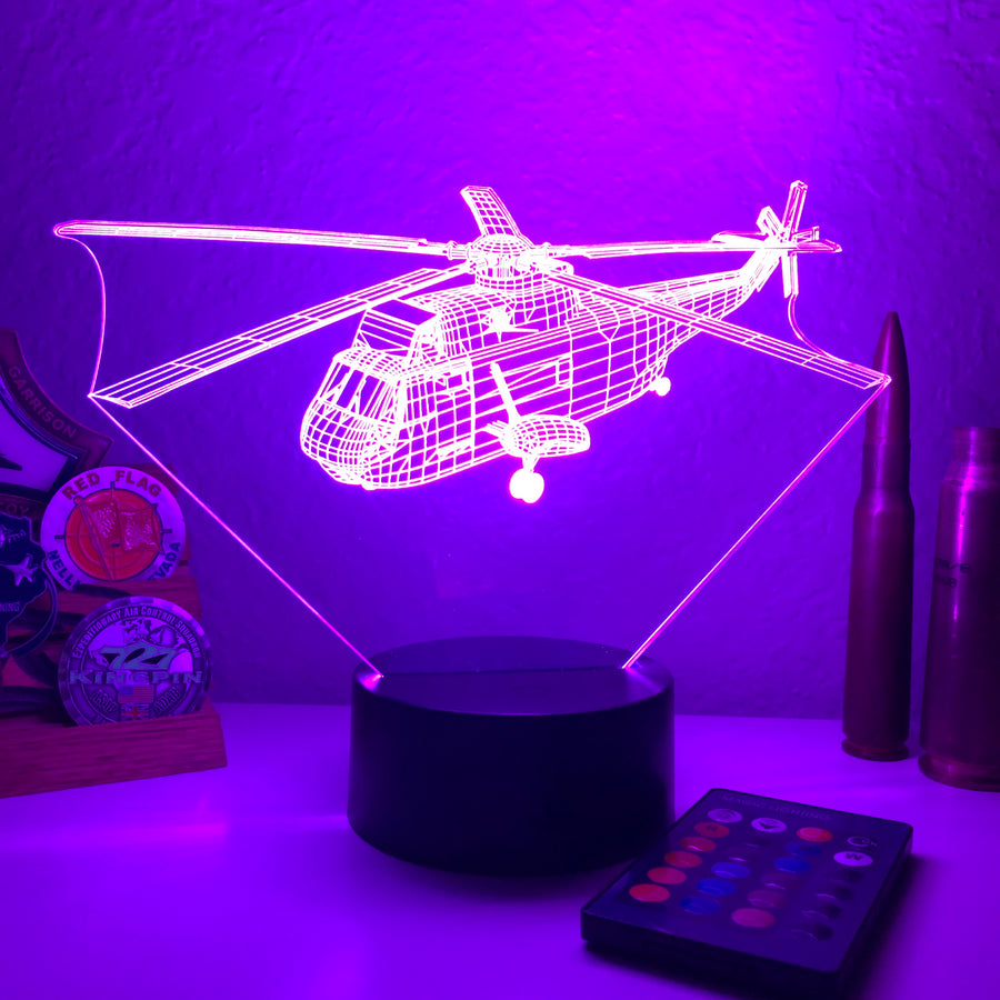 SH-3G Sea King - 3D Optical Illusion Lamp - carve-craftworks-llc