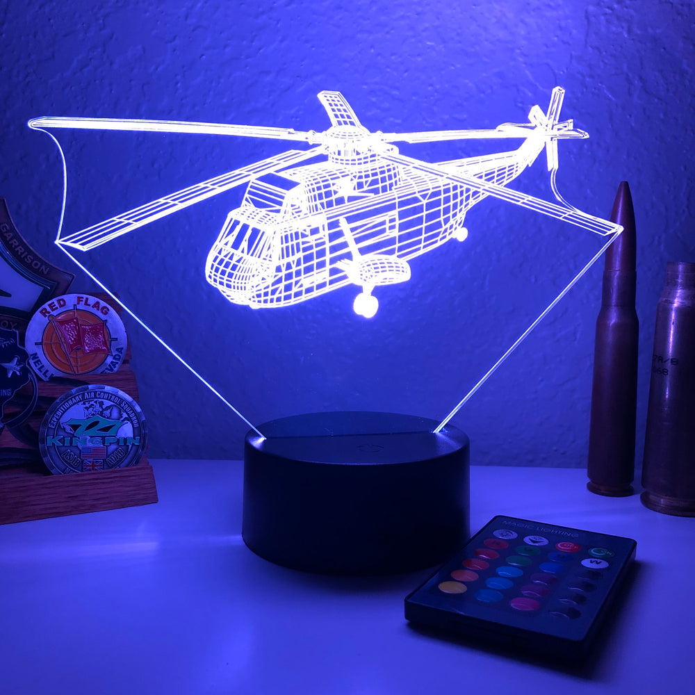 SH-3G Sea King - 3D Optical Illusion Lamp - carve-craftworks-llc