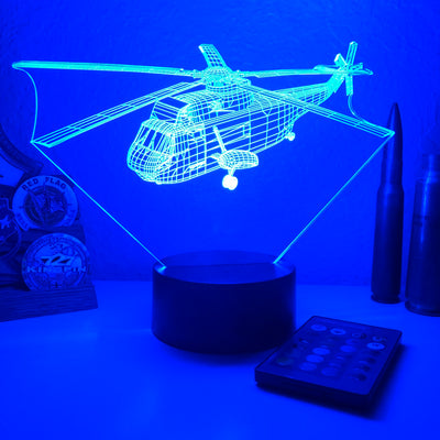 SH-3G Sea King - 3D Optical Illusion Lamp - carve-craftworks-llc