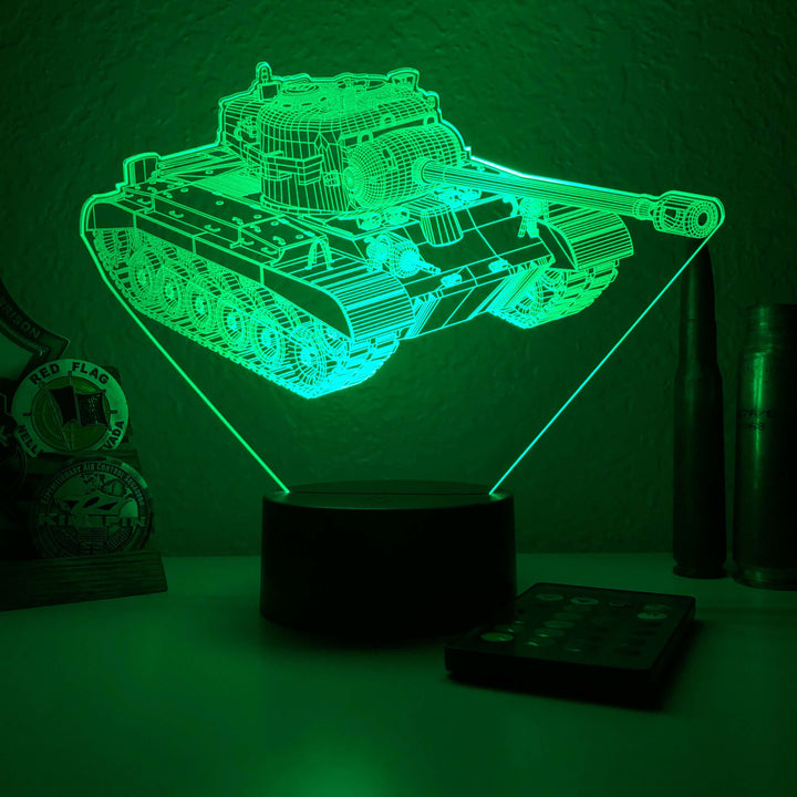 M26 Pershing Tank- 3D Optical Illusion Lamp - carve-craftworks-llc