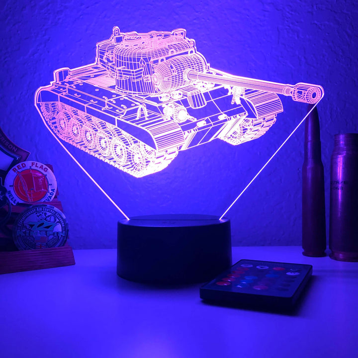 M26 Pershing Tank- 3D Optical Illusion Lamp - carve-craftworks-llc