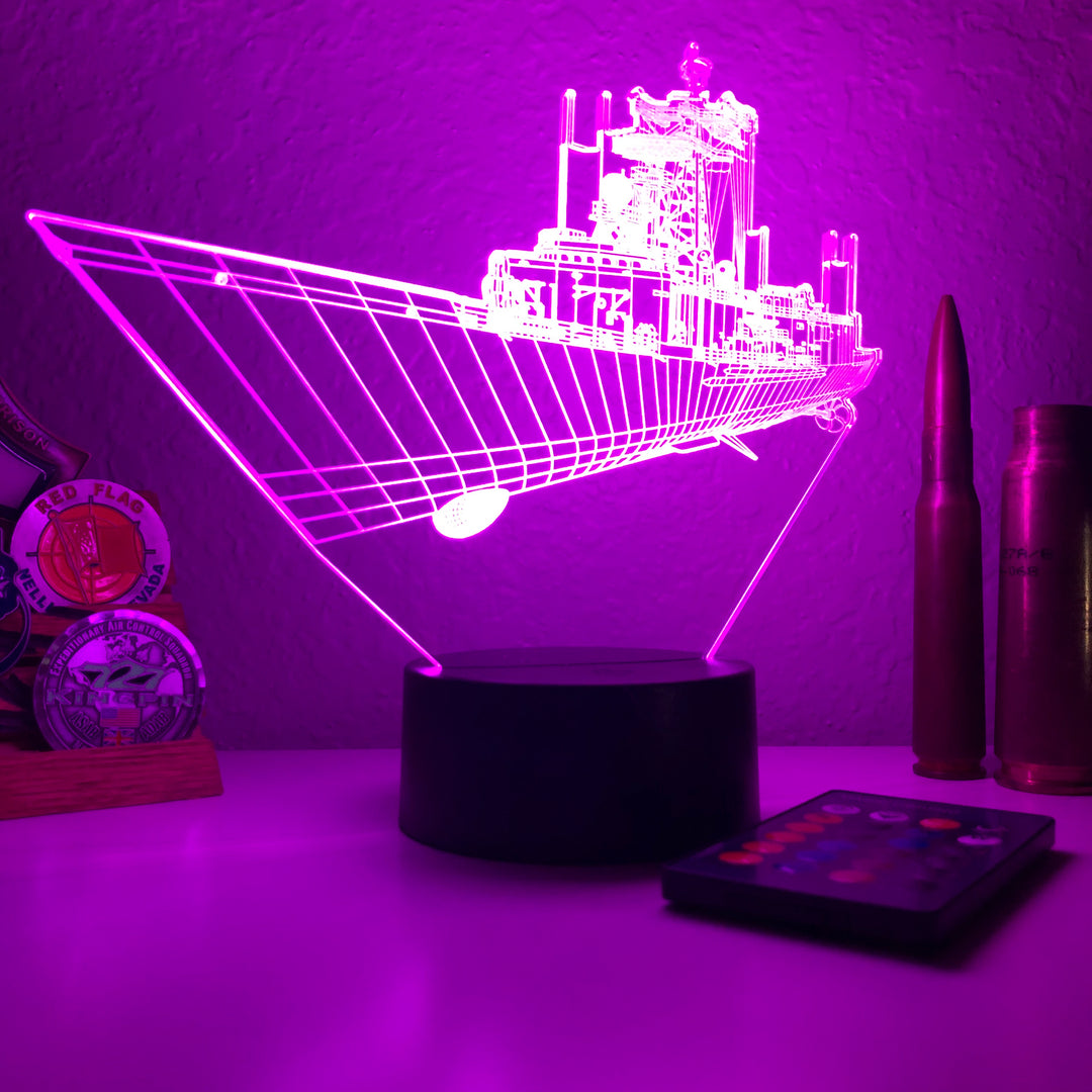 USN Oliver Hazard Perry Frigate - 3D Optical Illusion Lamp - carve-craftworks-llc