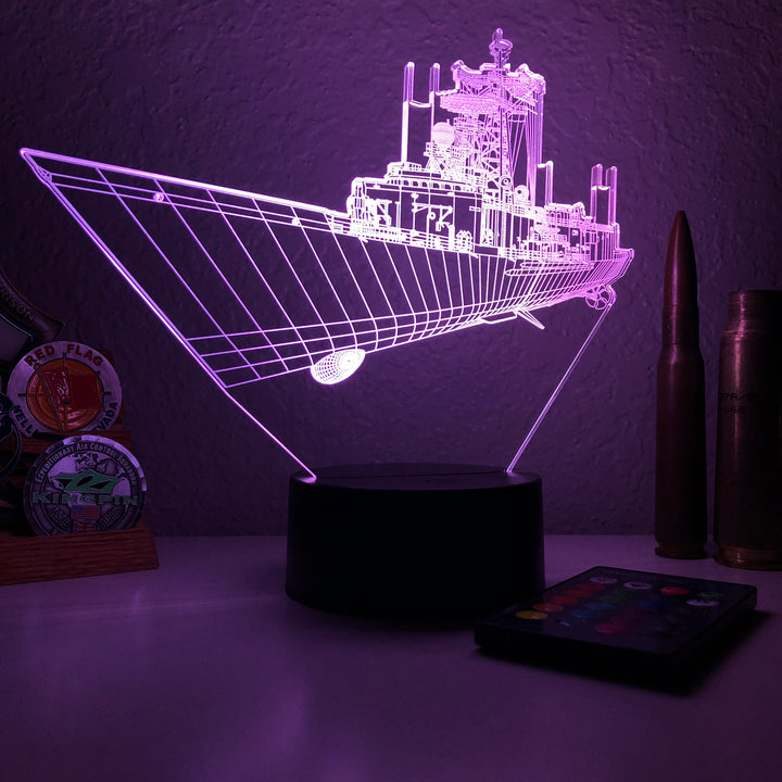 USN Oliver Hazard Perry Frigate - 3D Optical Illusion Lamp - carve-craftworks-llc