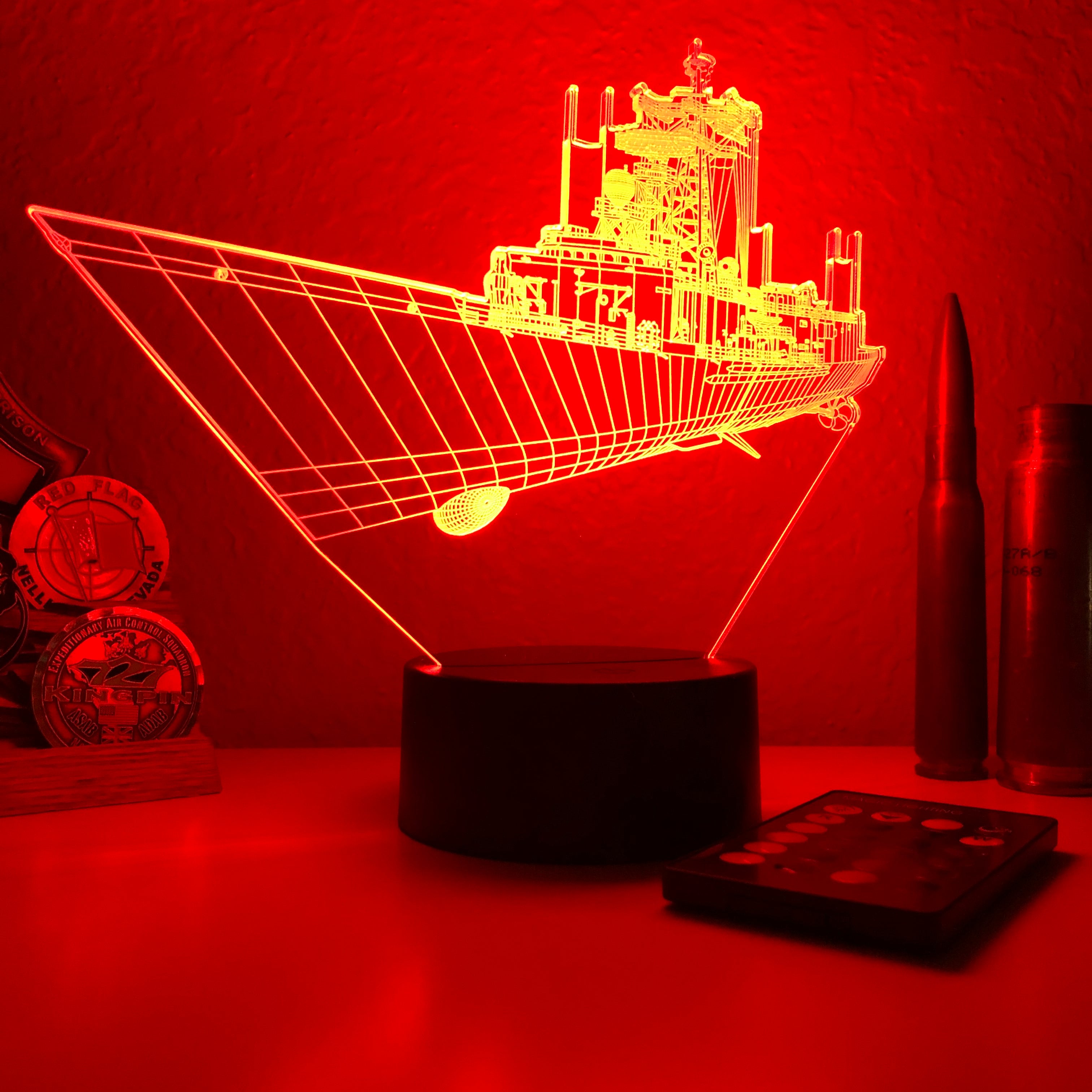 3D アートリトグラフ　「I THINK I CAN」 限定124/180 Oliver Hazard Perry Frigate 3D LED Lamp | Personalized Navy Gift