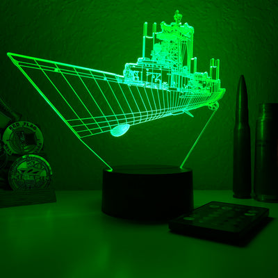 USN Oliver Hazard Perry Frigate - 3D Optical Illusion Lamp - carve-craftworks-llc
