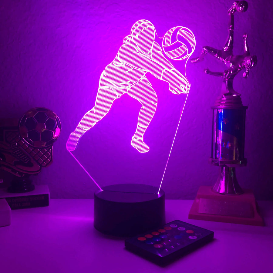 Female Volleyball Player - 3D Optical Illusion Lamp - carve-craftworks-llc