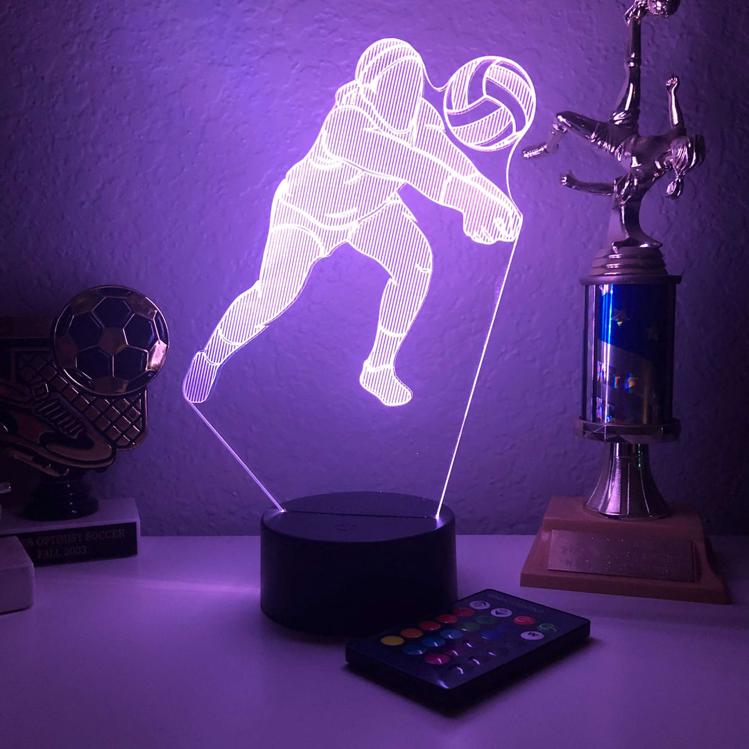 Female Volleyball Player - 3D Optical Illusion Lamp - carve-craftworks-llc