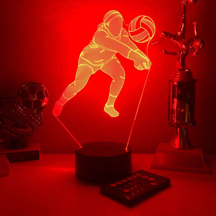 Female Volleyball Player - 3D Optical Illusion Lamp - carve-craftworks-llc
