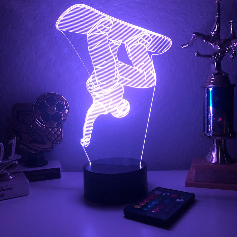 Snowboarder - 3D Optical Illusion Lamp - carve-craftworks-llc