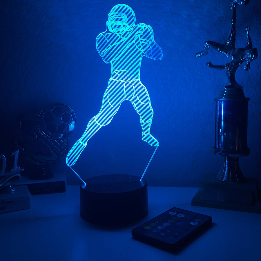 Football Player v2 - 3D Optical Illusion Lamp - carve-craftworks-llc