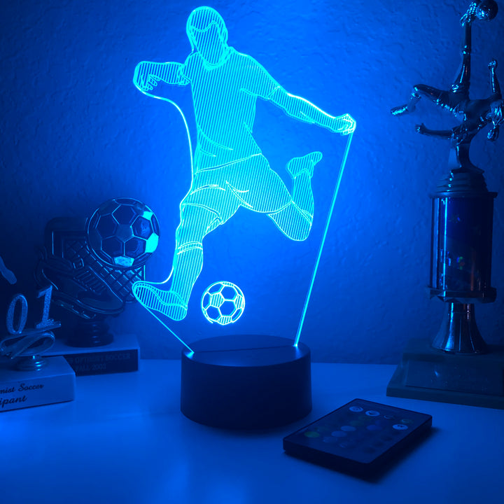 Soccer Player - 3D Optical Illusion Lamp - carve-craftworks-llc