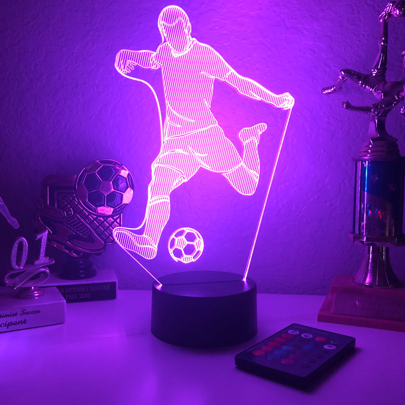 Soccer Player - 3D Optical Illusion Lamp - carve-craftworks-llc