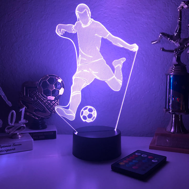 Soccer Player - 3D Optical Illusion Lamp - carve-craftworks-llc