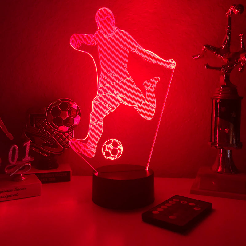 Soccer Player - 3D Optical Illusion Lamp - carve-craftworks-llc
