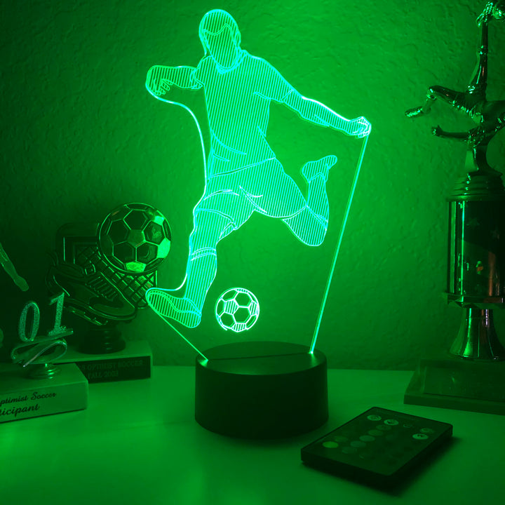 Soccer Player - 3D Optical Illusion Lamp - carve-craftworks-llc